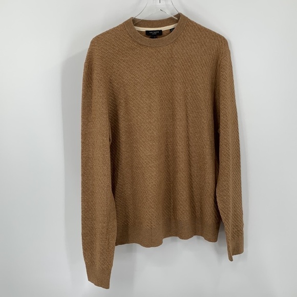 Ted Baker London Knares textured sweater tan camel crewneck men new XL 5 - Picture 2 of 5